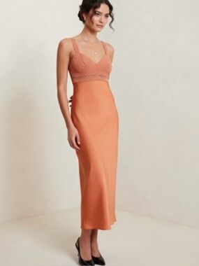 A.L.C. Talia Terracotta Crochet-Bust Long Dress